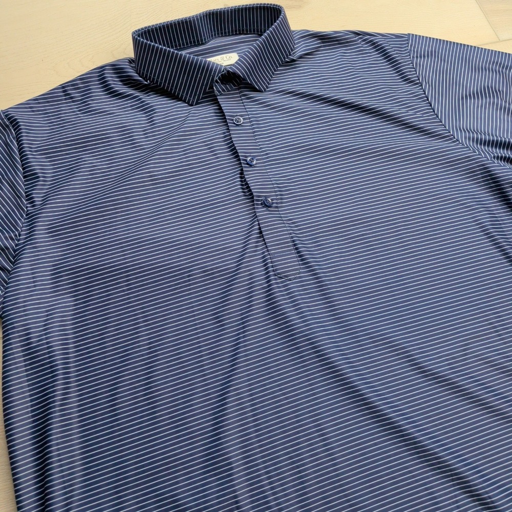 Collars & Co Featherweight Relaxed Dress Collar Polo Shirt Mens XL Navy Stripe